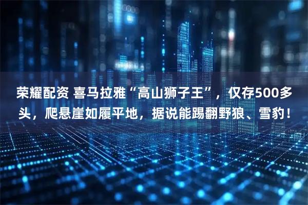 荣耀配资 喜马拉雅“高山狮子王”，仅存500多头，爬悬崖如履平地，据说能踢翻野狼、雪豹！