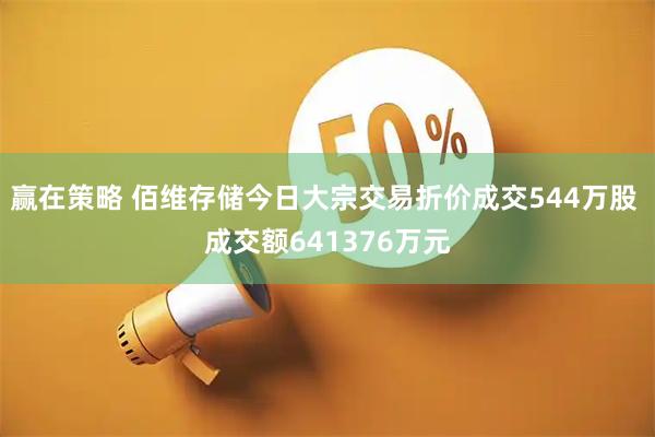 赢在策略 佰维存储今日大宗交易折价成交544万股 成交额641376万元